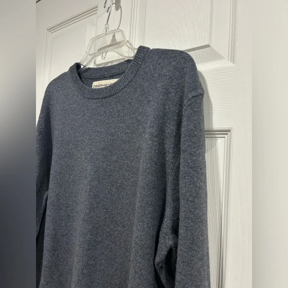 Obermeyer Men's XL Reggie Crewneck Sweater Knightly Grey Blue NWT Merino Wool
